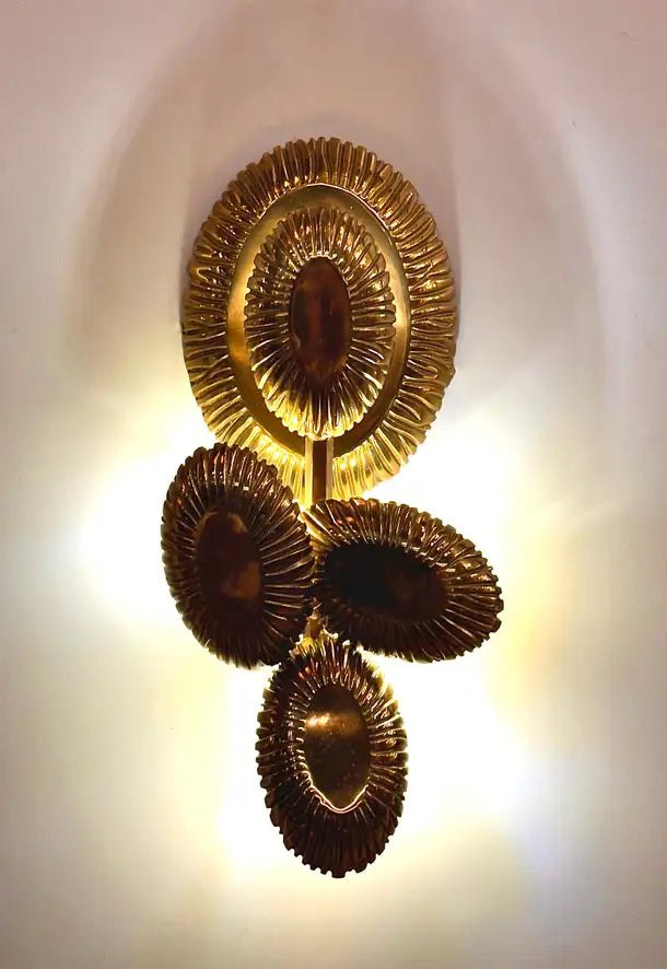 Huelva Flora Brass Casting Wall Sconce, Sculptural Sconce, Art Lighting