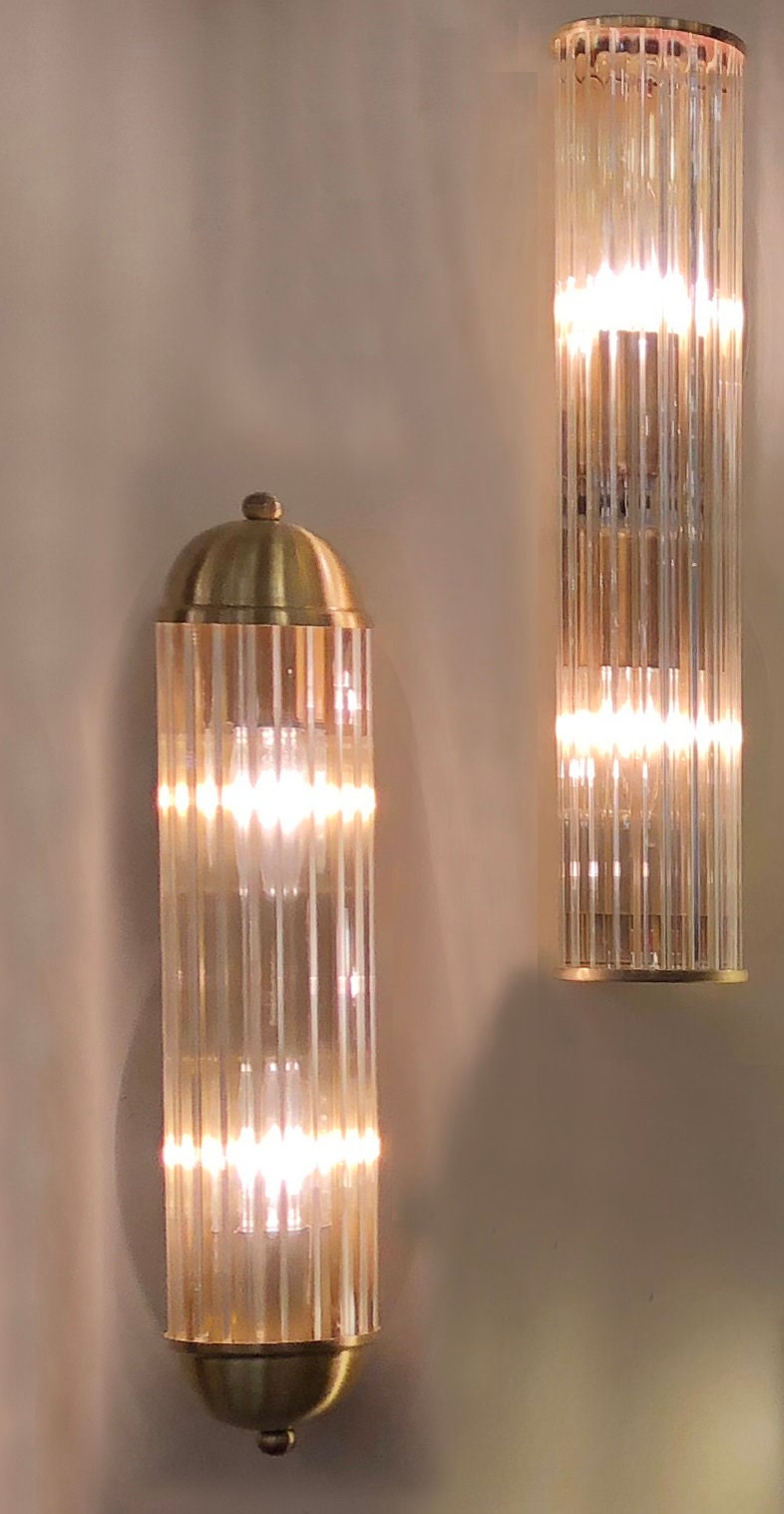 DECO GLASS LINE Wall Sconce - Brass Glass Tube Wall Lamp Vanity Light Fixture, Wall Lighting, Wall Lamp, Wall Light , Bedside Gift Light