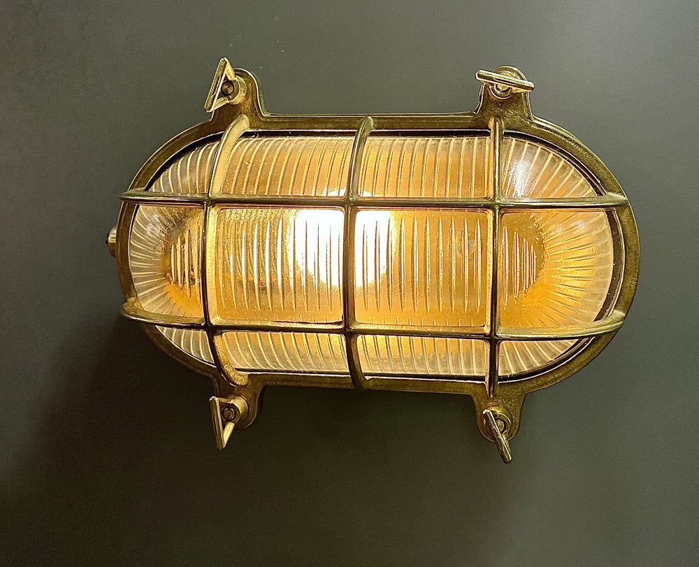 PINSK LARGE Nautical Wall Sconce - Wall Light , Outdoor Light, Patio Light, IP64 Lighting, Brass Casting Light, Bulkhead Light, Marinal