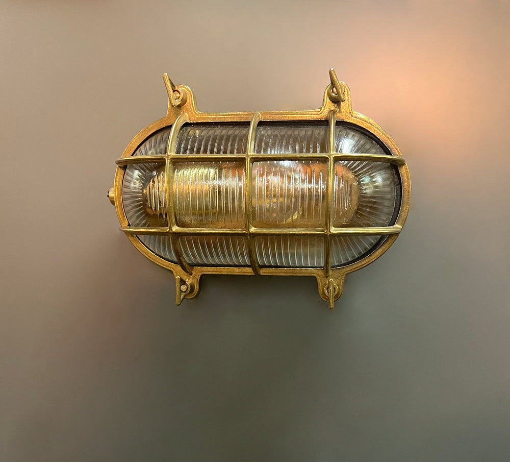 PINSK LARGE Nautical Wall Sconce - Wall Light , Outdoor Light, Patio Light, IP64 Lighting, Brass Casting Light, Bulkhead Light, Marinal