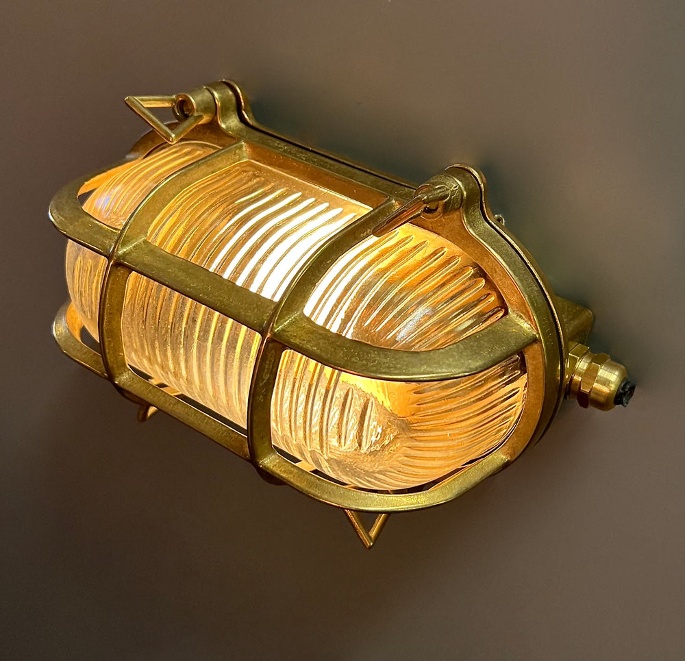 PINSK SMALL Nautical Wall Sconce - Wall Light , Outdoor Light, Patio Light, IP64 Lighting, Brass Casting Light, Bulkhead Light, Marinal