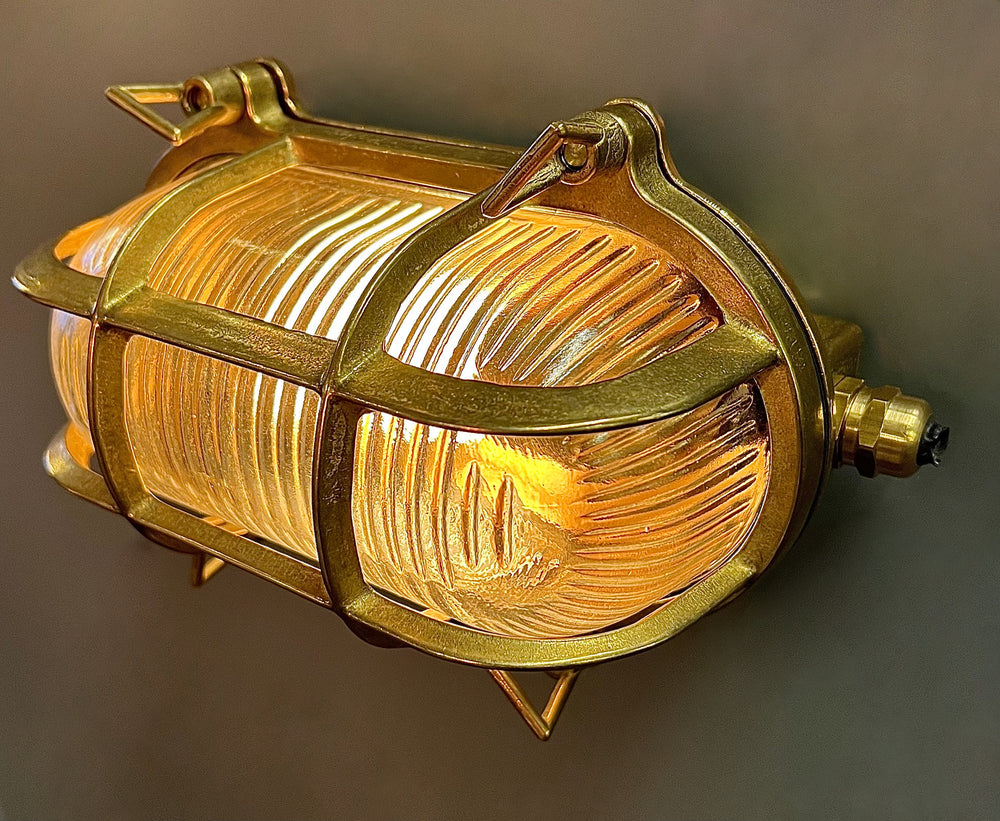 PINSK SMALL Nautical Wall Sconce - Wall Light , Outdoor Light, Patio Light, IP64 Lighting, Brass Casting Light, Bulkhead Light, Marinal