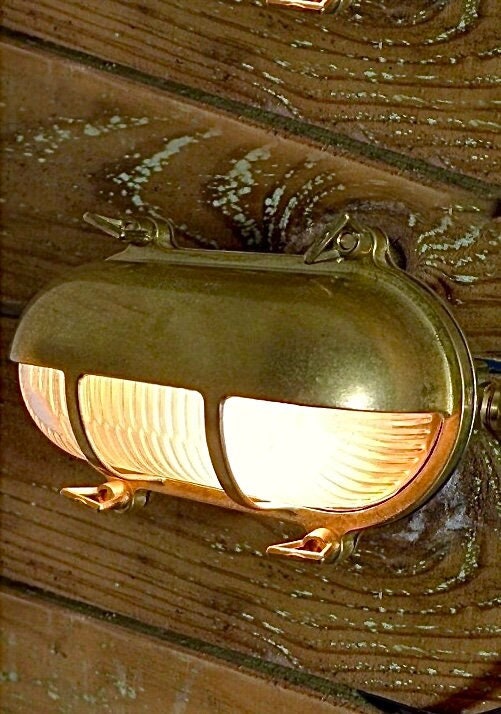 PINSK SMALL MED Nautical Wall Sconce - Wall Light , Outdoor Light, Patio Light, IP64 Lighting, Brass Casting Light, Bulkhead Light, Marinal