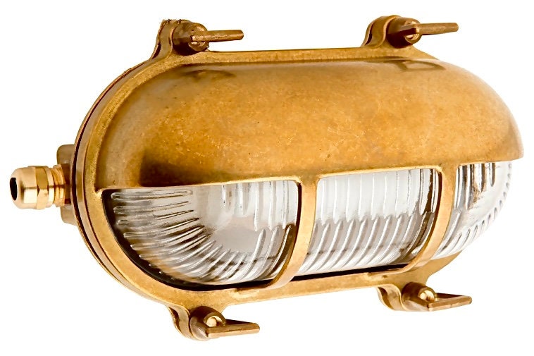 PINSK SMALL MED Nautical Wall Sconce - Wall Light , Outdoor Light, Patio Light, IP64 Lighting, Brass Casting Light, Bulkhead Light, Marinal