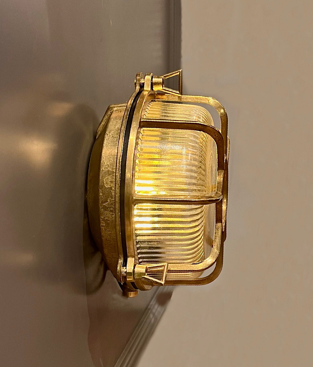 BRAVA Nautical Ceiling Fixture - Nautical Wall Light , Outdoor Light, Patio Light, IP64 Lighting, Brass Casting Light, Bulkhead Light