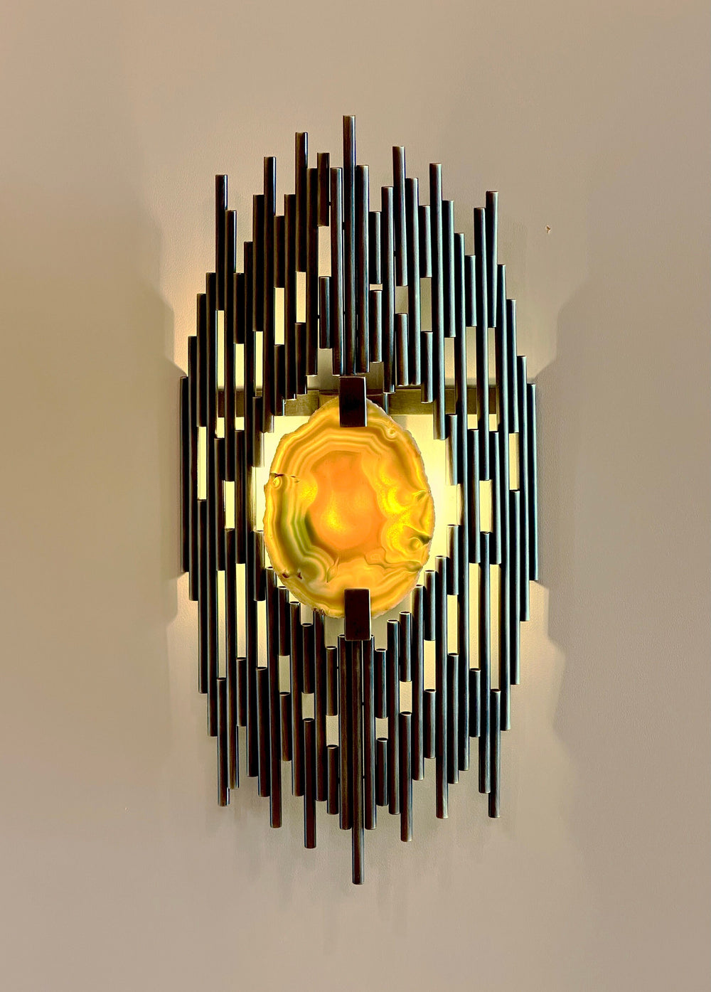 BADAJOZ Agate Stone Wall Sconce - Mid Century Modern Wall Lighting, Agate Lighting, Sculptural Lighting