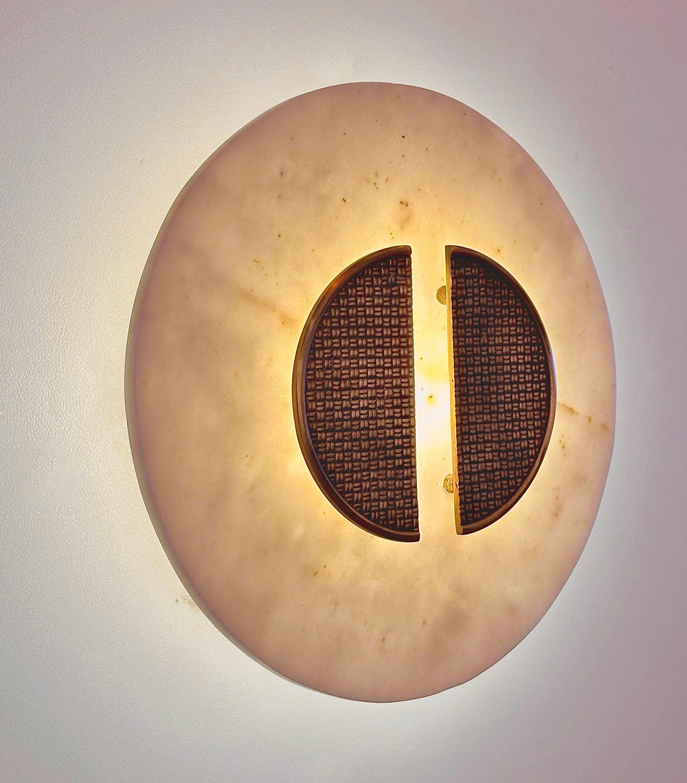 Marble Wall Sconce with Brass Casting pieces