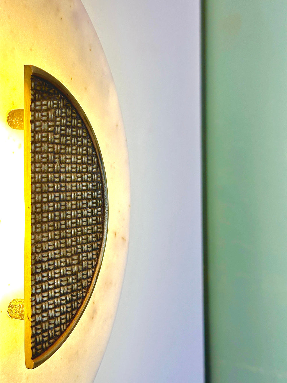 Marble Wall Sconce with Brass Casting pieces details