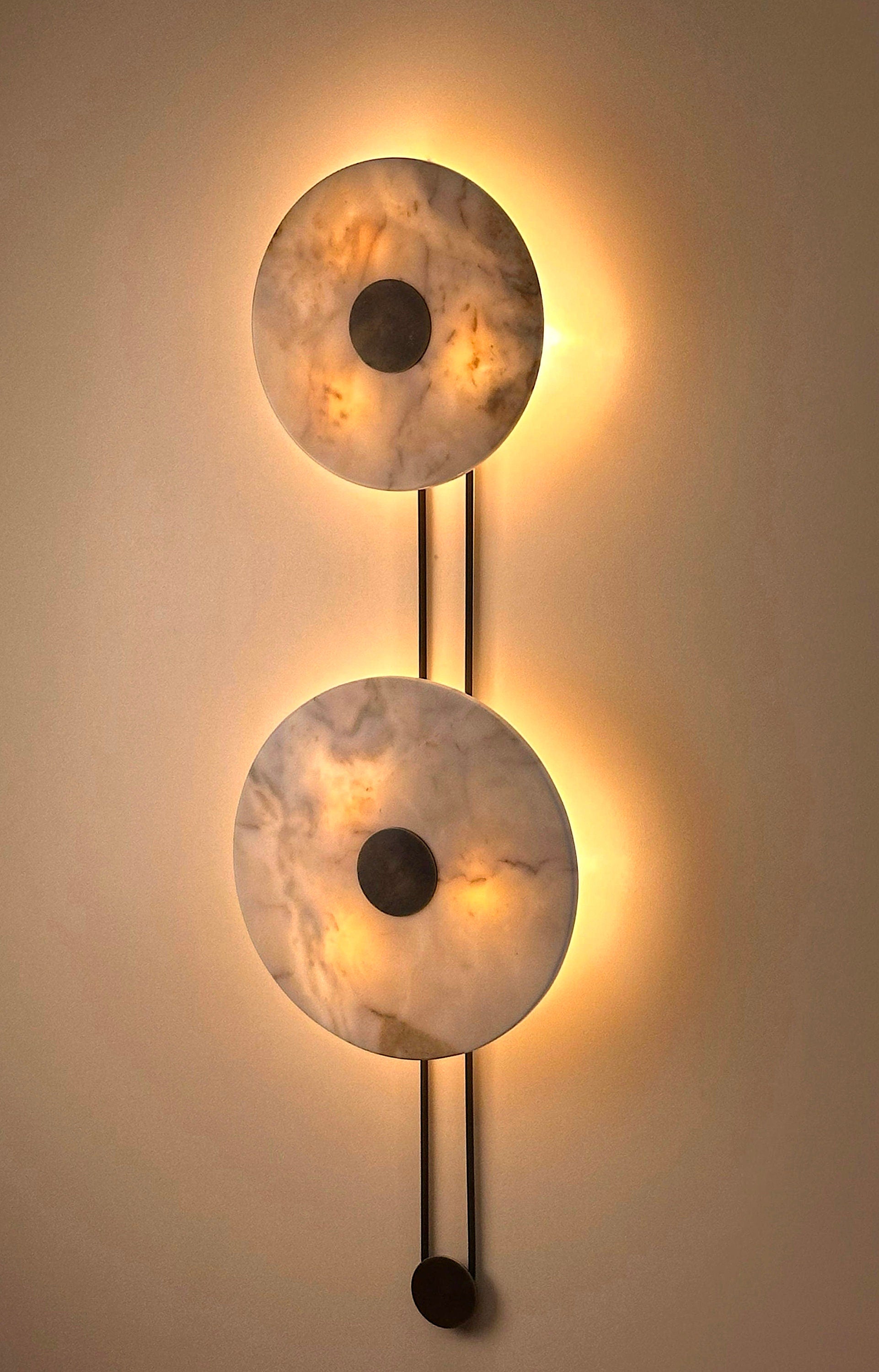 RAMBLA DOUBLE Marble Sconce - Living Room Lighting, Hallway Wall Lighting, Marble Wall Sconce, Mid Century Modern Lighting