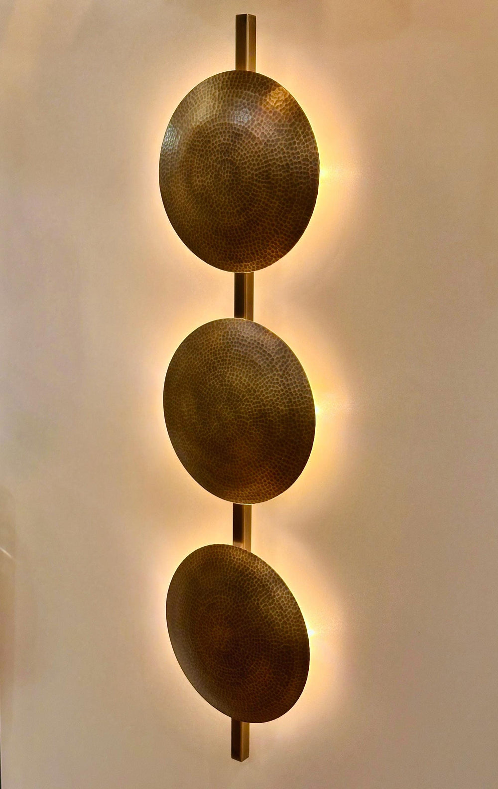 KRASICI Triple Hammered Brass Wall Lighting Fixture - Wall Sconce - Art Deco Lighting - Bathroom Lighing - Vanity Sconce