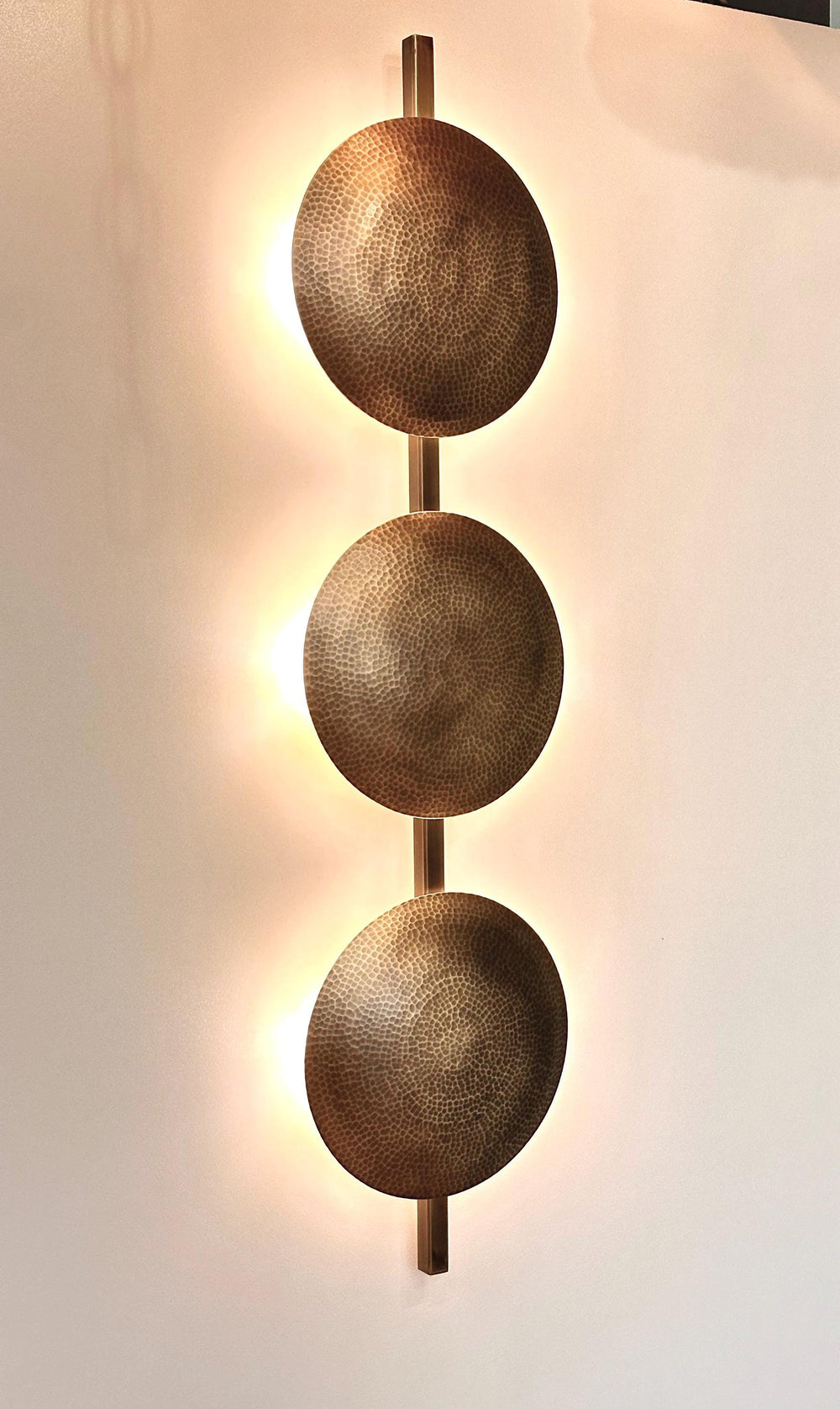 KRASICI Triple Hammered Brass Wall Lighting Fixture - Wall Sconce - Art Deco Lighting - Bathroom Lighing - Vanity Sconce