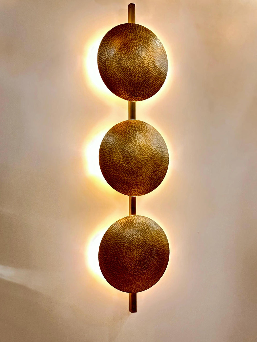 KRASICI Triple Hammered Brass Wall Lighting Fixture - Wall Sconce - Art Deco Lighting - Bathroom Lighing - Vanity Sconce