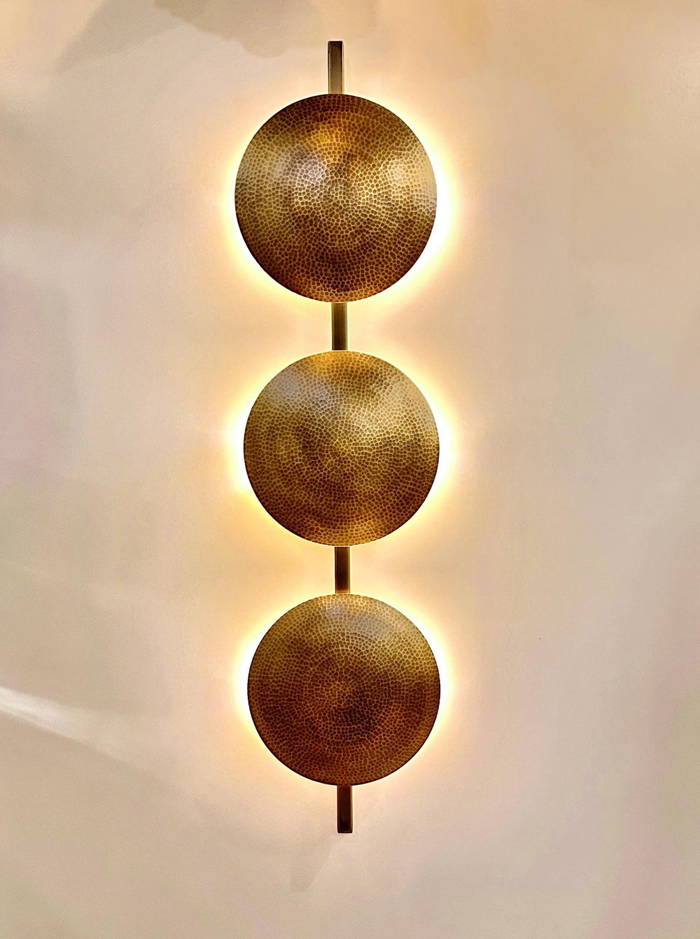 Triple Hammered Brass Wall Sconce