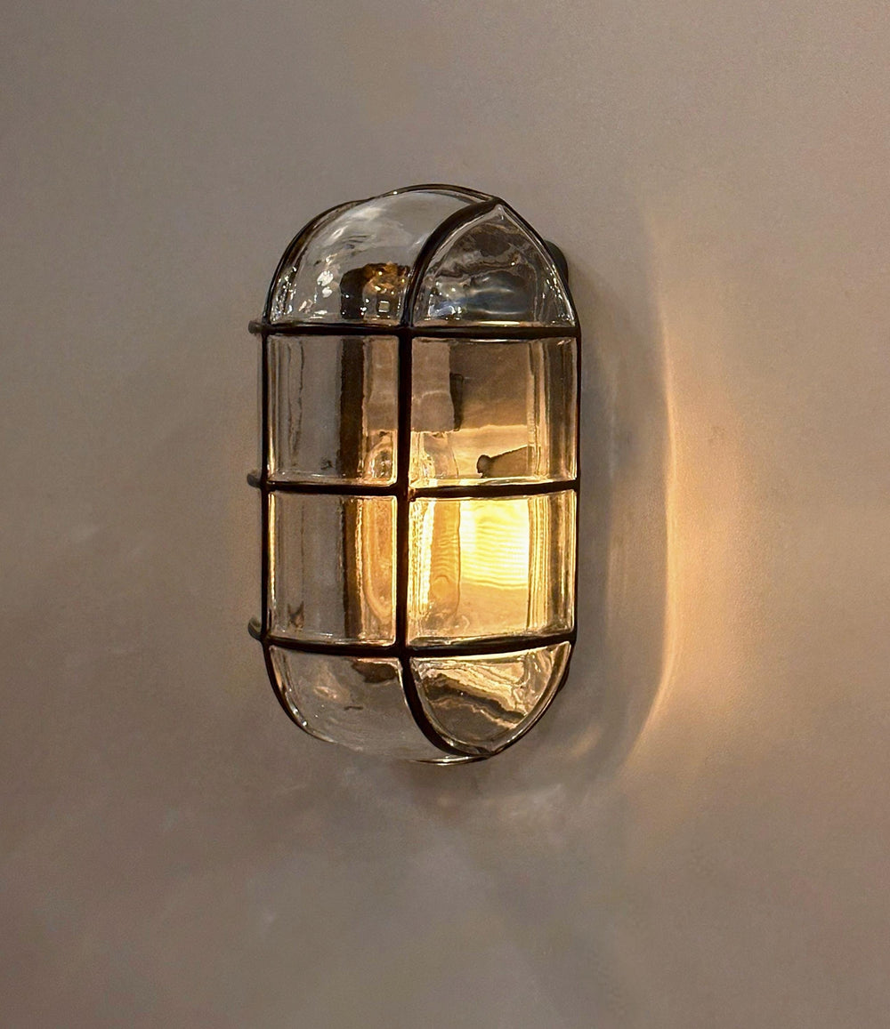 LACROM SEMIFLUSH GLASS Wall Sconce - Nautical Wall Light, Outdoor Light, Patio Light, Brass Casting Light, Maritime Sconce