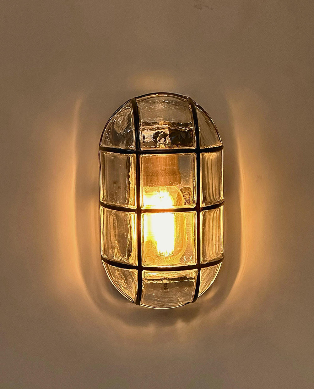 LACROM SEMIFLUSH GLASS Wall Sconce - Nautical Wall Light, Outdoor Light, Patio Light, Brass Casting Light, Maritime Sconce