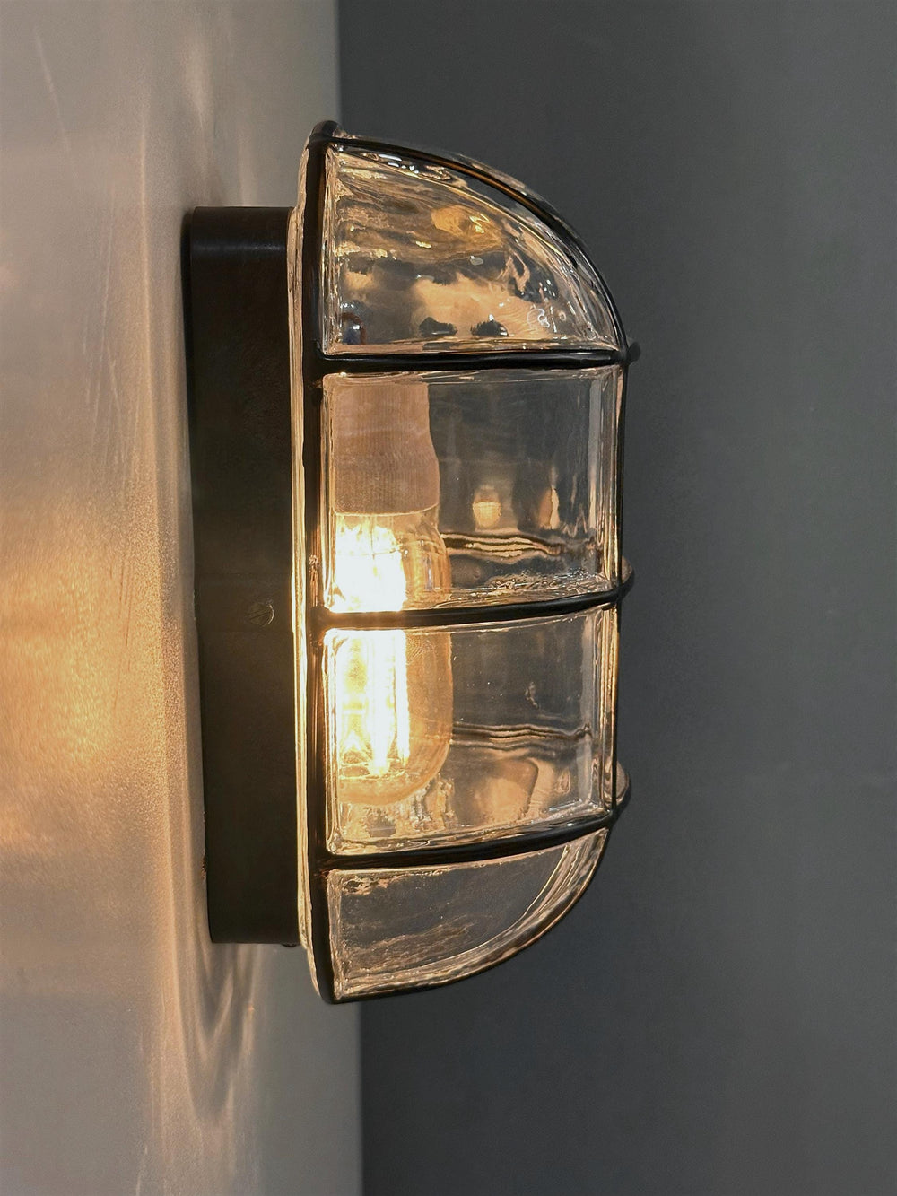 LACROM SEMIFLUSH GLASS Wall Sconce - Nautical Wall Light, Outdoor Light, Patio Light, Brass Casting Light, Maritime Sconce