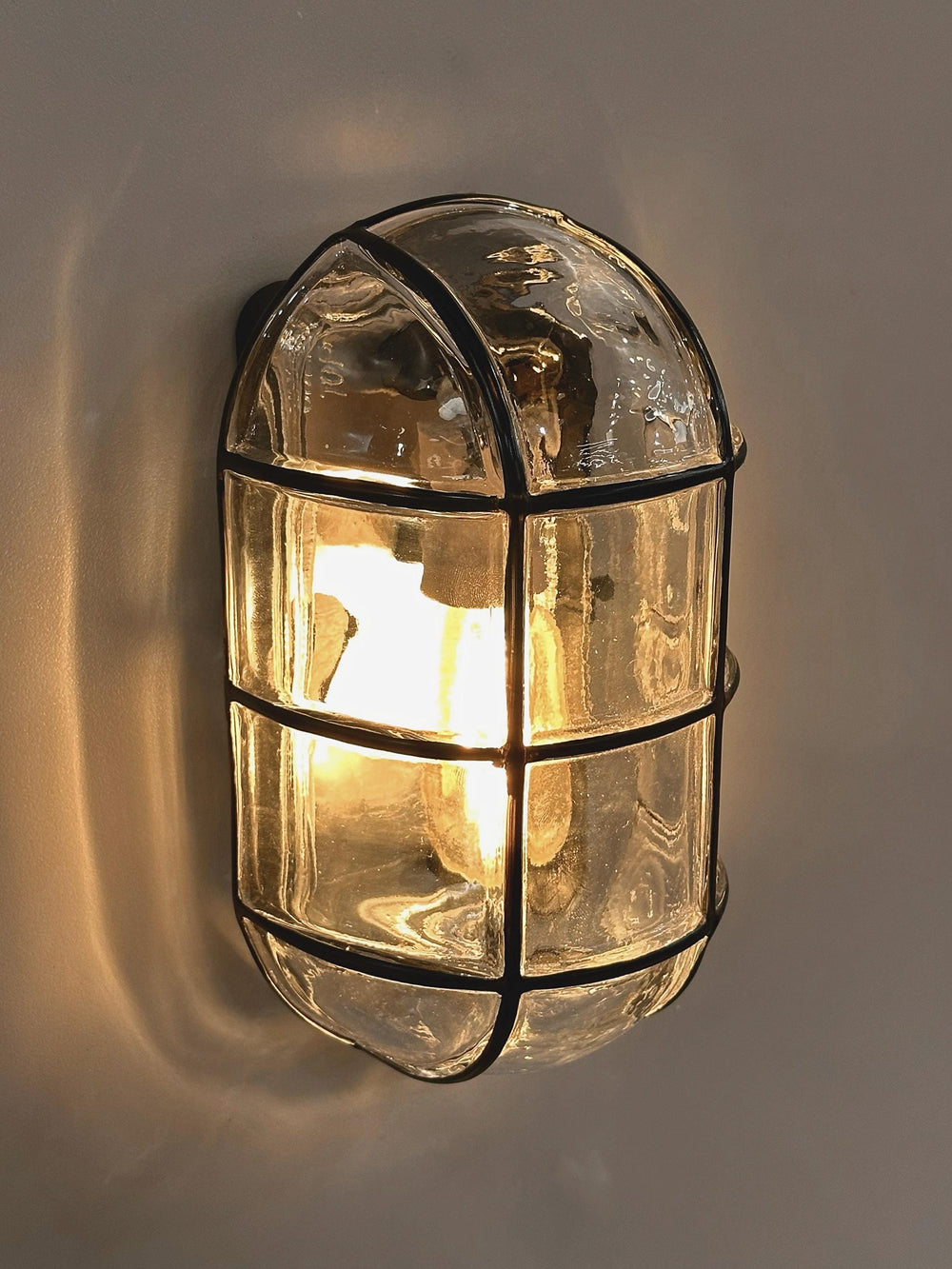 LACROM SEMIFLUSH GLASS Wall Sconce - Nautical Wall Light, Outdoor Light, Patio Light, Brass Casting Light, Maritime Sconce