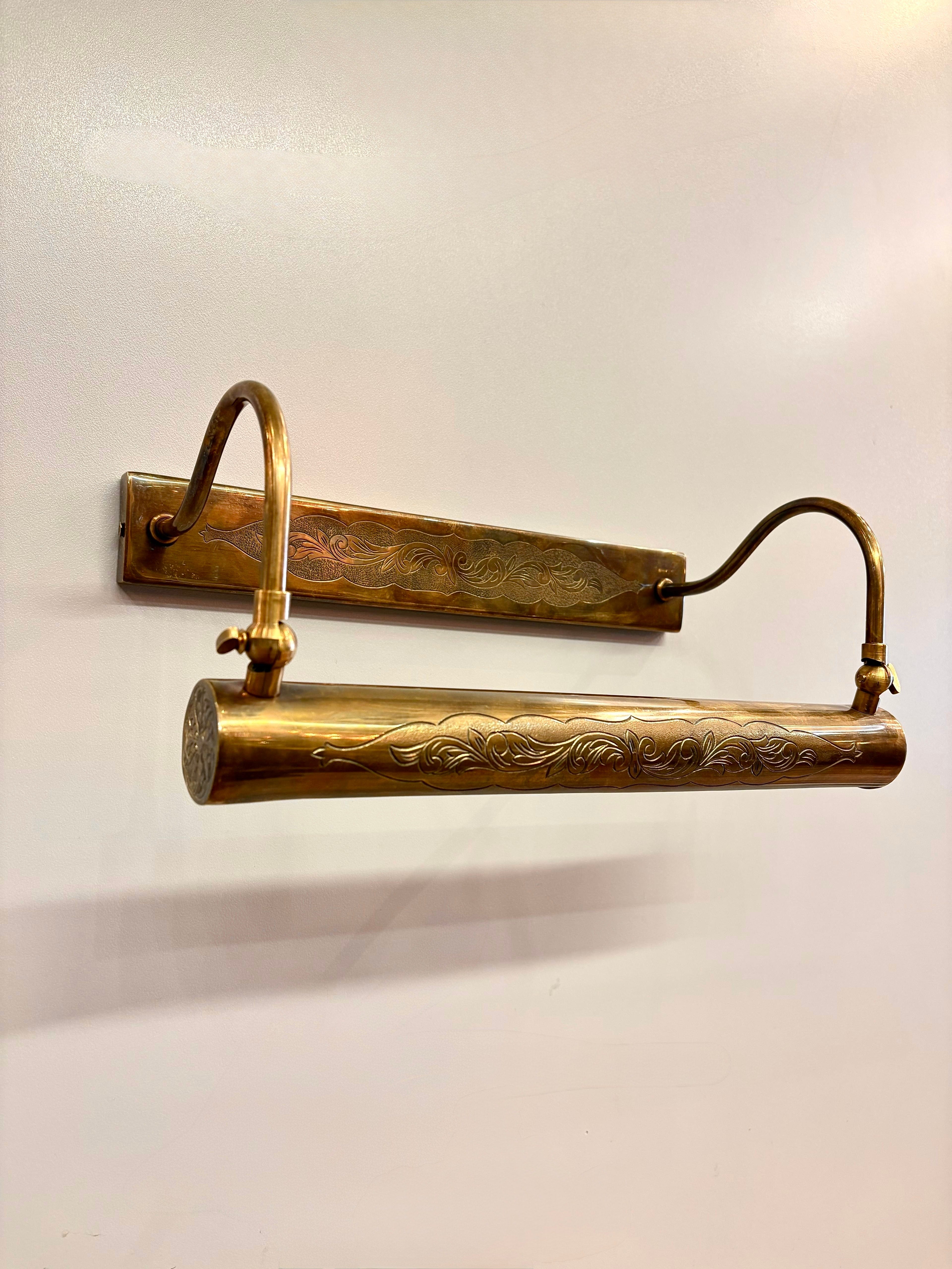 My Store Antique Brass JENA Brass Picture Wall Sconce, Mid Century Wall Lighting