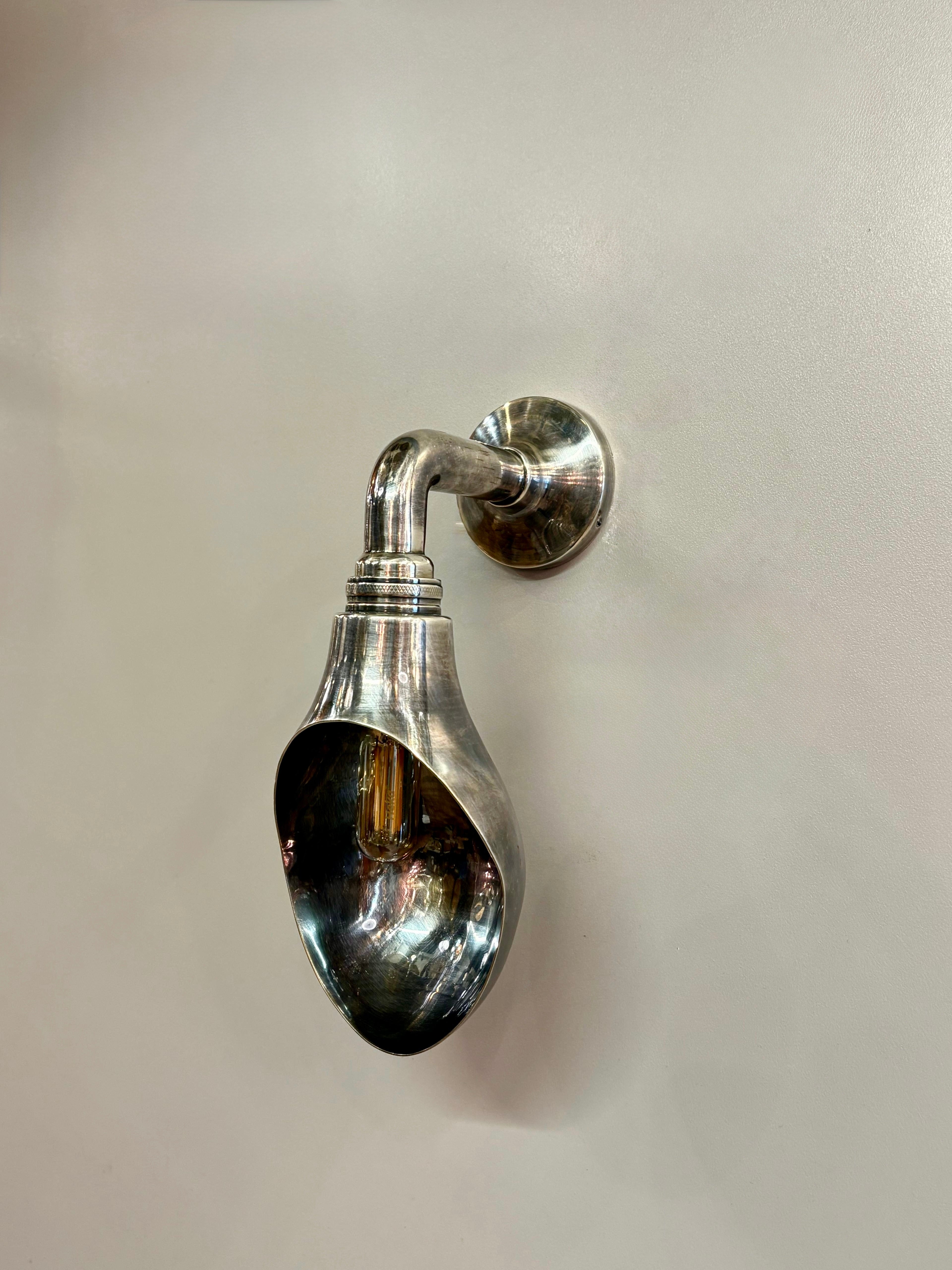 My Store Antique Silver POLVIC Brass Wall Sconce