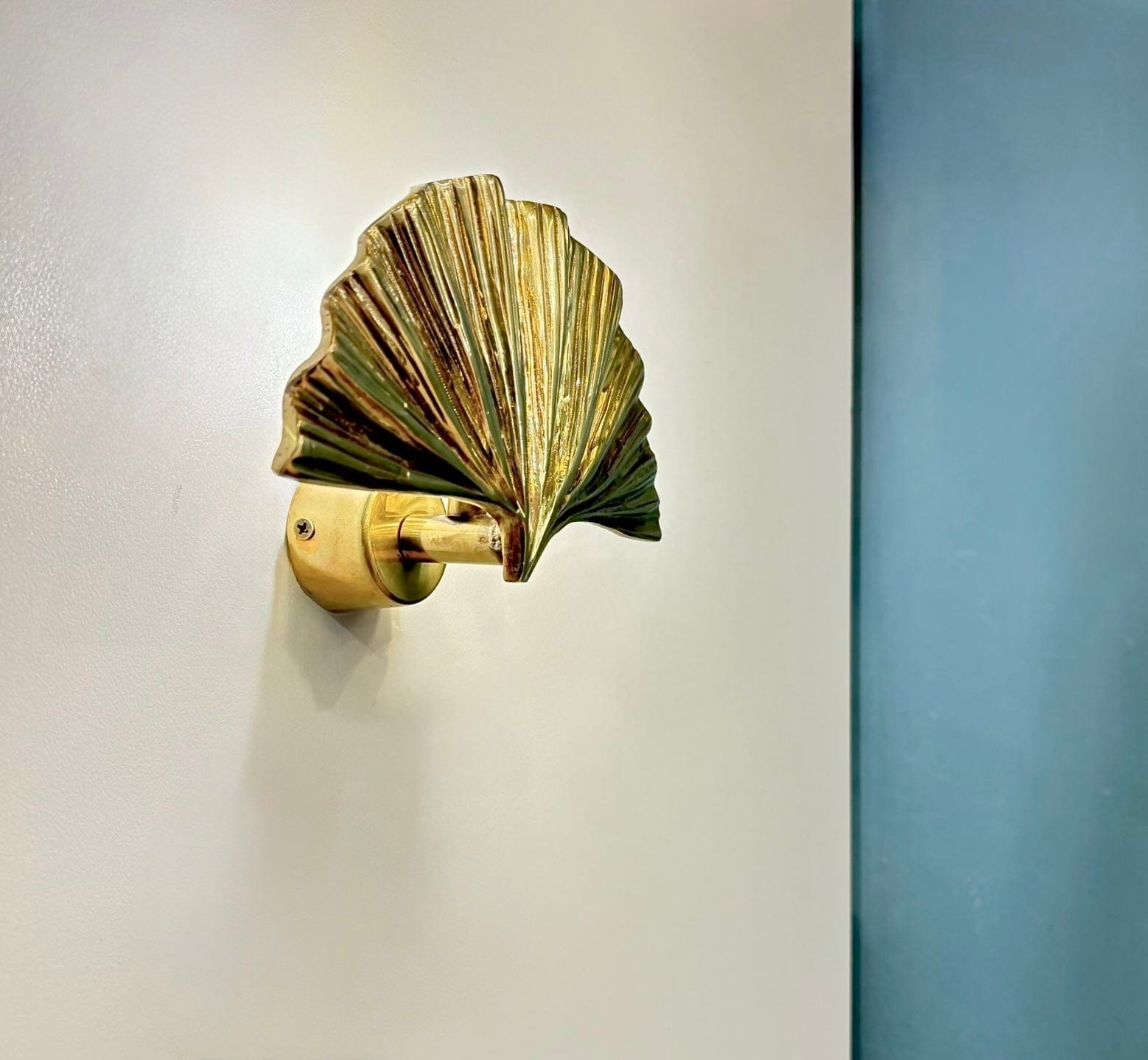 My Store Brushed Brass ALMADA MINI Handmade Brass Gingko Leaf Wall Sconce