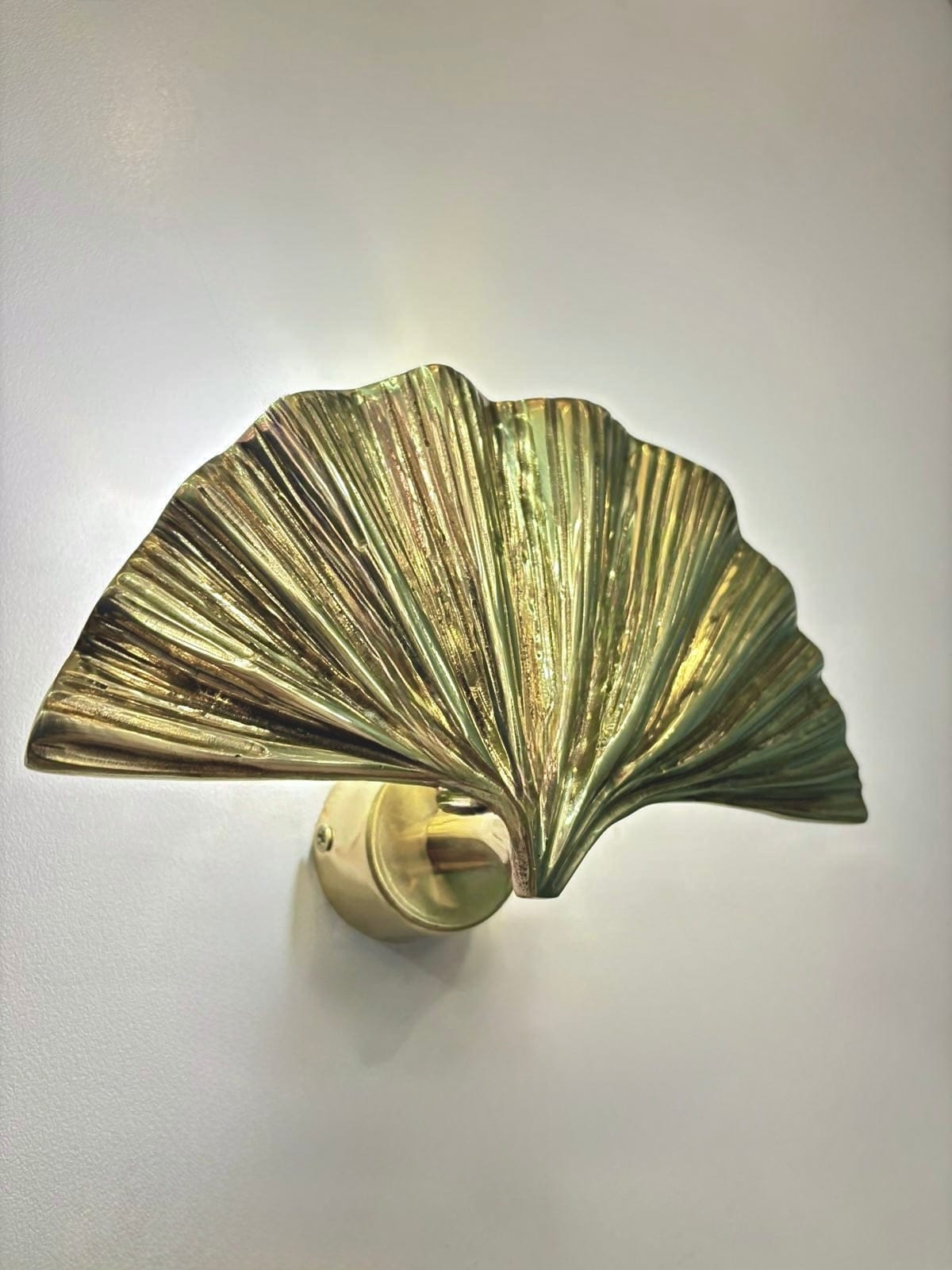 My Store Brushed Brass ALMADA MINI Handmade Brass Gingko Leaf Wall Sconce