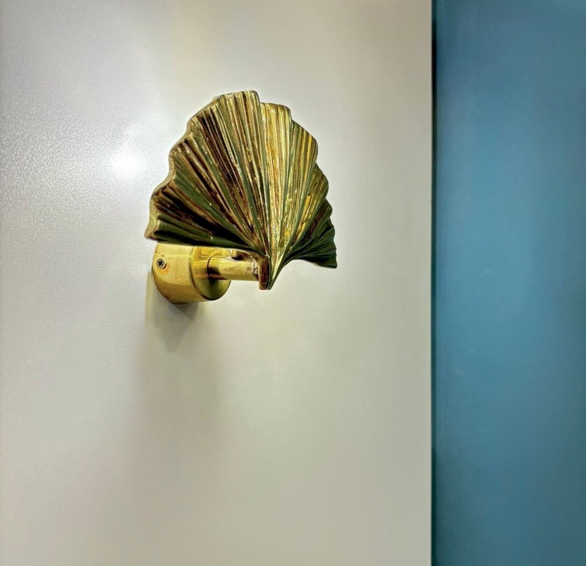 My Store Brushed Brass ALMADA MINI Handmade Brass Gingko Leaf Wall Sconce