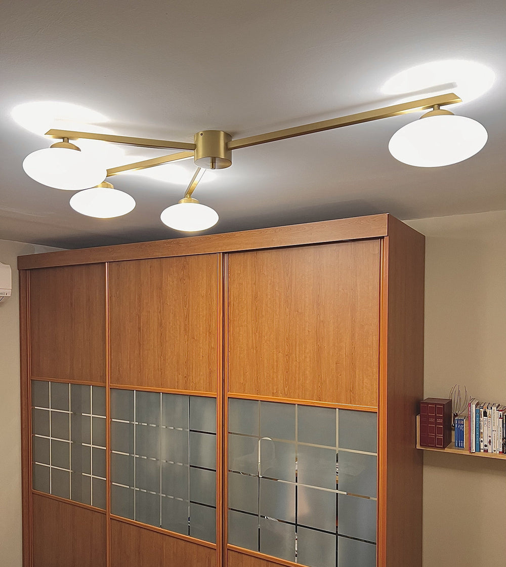 GEBET 4 Arm Large Semi Flush Mount Lighting - Close to Ceiling Fixture - Geometric Shape Wide Lighting Fixture